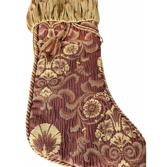 Villa Bacci Velvet Gold Quilted Paisley Patch Vintage Christmas Stocking - Picture 3 of 10